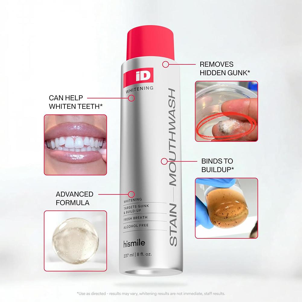 Teeth Whitening Mouthwash - Hismile iD Collutorio Senza Alcool per