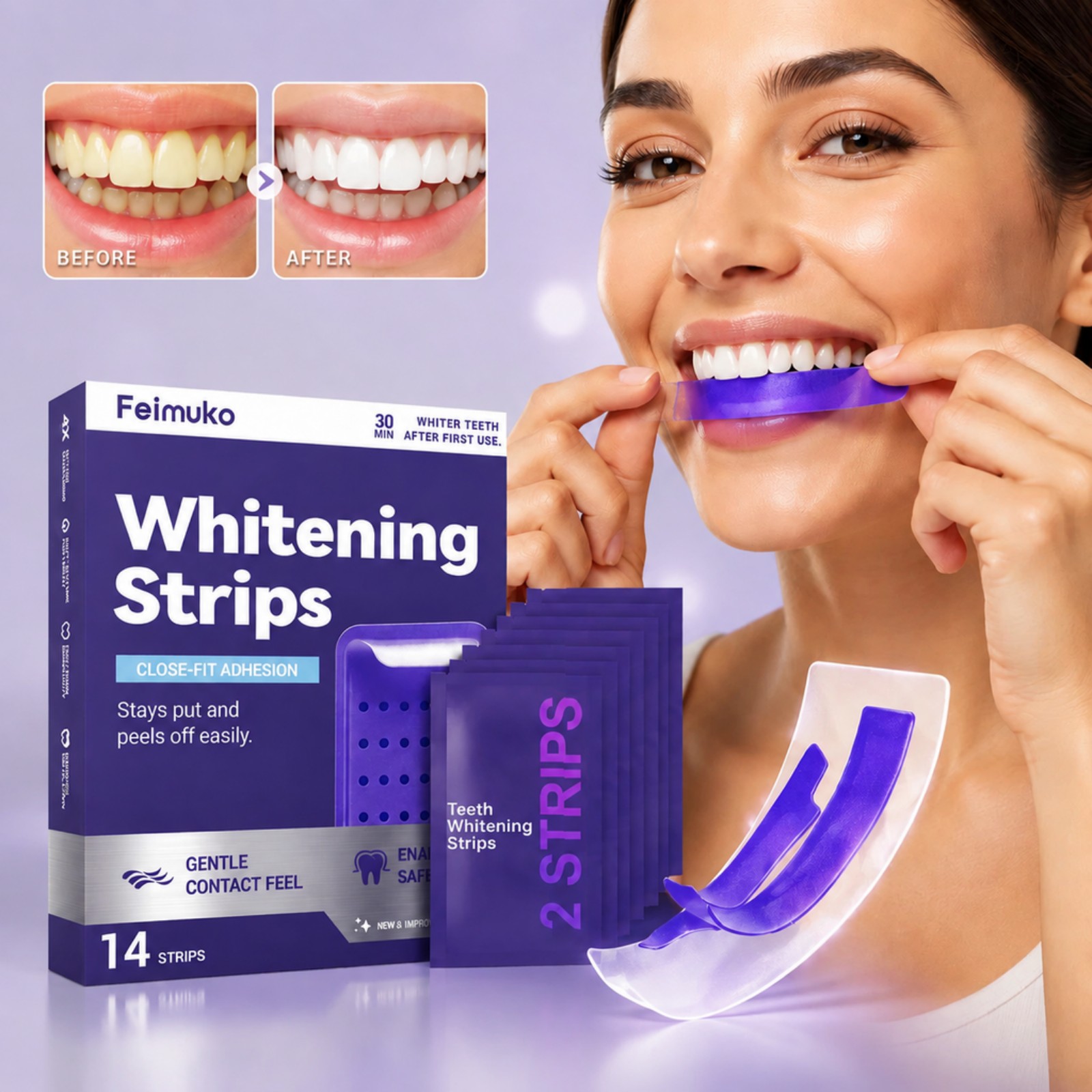 7 strisce sbiancanti viola pre - Teeth Whitening Bleaching Kit recensione e prezzo